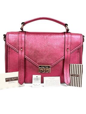Henri Bendel Cambria Metallic Lipstick Pink Leather Satchel/Crossbody NWT